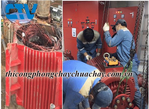 Quấn lại động cơ máy bơm chữa cháy chạy điện bị cháy